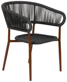 Πολυθρόνα Κήπου ArteLibre KARURU Μαύρο/Καφέ Αλουμίνιο/Rattan 63x63x77cm-14840021