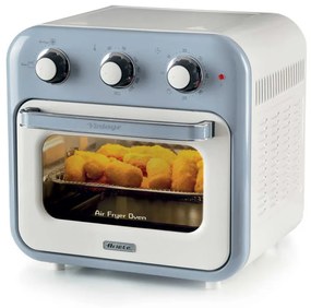 Φριτέζα-φούρνος ζεστού αέρα Ariete VINTAGE 4632/05, 1400W, 16 l, Μέχρι 230C, Χρονοδιακόπτης 60 min, Περιστρεφόμενο καλάθι, Λευκό/Μπλε