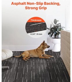 VEVOR Carpet Tiles Reusable 610x610 mm, 24 PCS Modular Carpet Square Rug, Commercial Floor Soft Padded for Seamless Cover 8.9㎡, Easy DIY Replacement for Living Room Bedroom Office Indoor, Gray