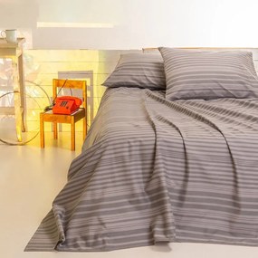 Σεντόνι Stripe Urban Line Mixology Grey Melinen Μονό 170x270cm 100% Cotton