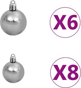 vidaXL Τεχνητό χριστουγεννιάτικο δέντρο με LED/σετ μπάλες/κουκουνάρια 150εκ.
