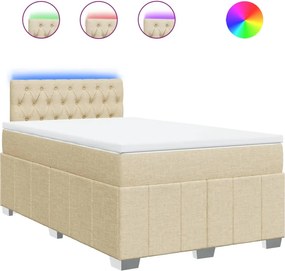 vidaXL Κρεβάτι Boxspring με Στρώμα Κρεμ 120x190 εκ. Υφασμάτινο