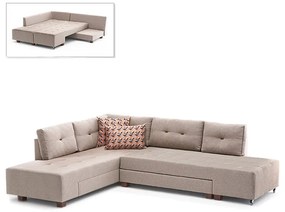 Γωνιακός καναπές - κρεβάτι Manama Megapap αριστερή γωνία υφασμάτινος χρώμα κρεμ 280x206x85εκ. - Ύφασμα - PRGP043-0010,3