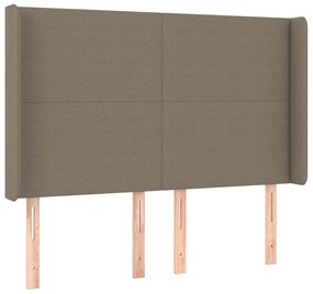 Κρεβάτι Boxspring με Στρώμα &amp; LED Taupe 140x200 εκ. Υφασμάτινο - Μπεζ-Γκρι