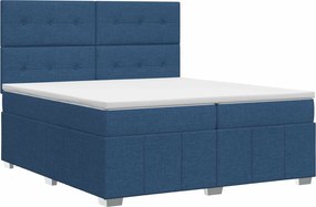 vidaXL Κρεβάτι box spring με στρώμα Μπλε 200 x 200 cm Ύφασμα