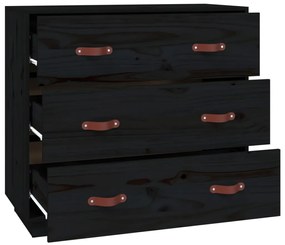 vidaXL Ντουλάπι Μαύρος 80x40x75 εκ. από Μασίφ Ξύλο Πεύκου