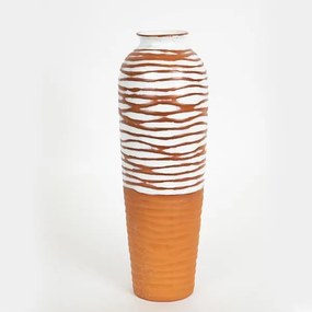 Βάζο Κεραμικό Terracotta-Λευκό 12,1x12,1x36,1εκ. ESTHETI 752-20232