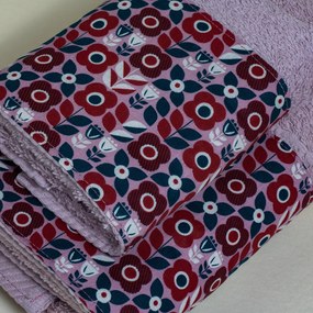 Πετσέτα Προσώπου (50x100) White Fabric Flowers Deco Purple 600gsm