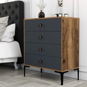 Συρταριέρα Καρυδιά / Ανθρακί LIZBON 76x40x90,7