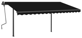 Τέντα Συρόμενη Χειροκίνητη με Στύλους Ανθρακί 4 x 3,5 μ. - Ανθρακί