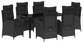 vidaXL Σέτ φαγητού για κήπο 7 pcs Μαύρο συνθετικό ρατάν