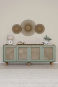 Stewehome Κονσόλα Bohem με PVC ψάθα 4 θυρών 180x40x75 cm
