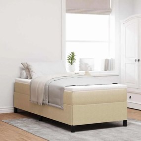 vidaXL Κρεβάτι Φωτεινό Πράσινο Γκρι 90x190 εκ. Καπιτονέ Ύφασμα