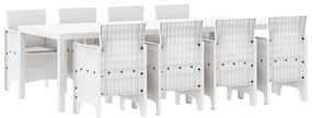 Σέτ φαγητού για κήπο 9 pcs Λευκό Rattan Polt