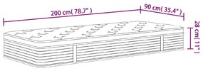 Στρώμα με Pocket Springs Μεσαία Σκληρότητα 90x200 εκ. - Γκρι