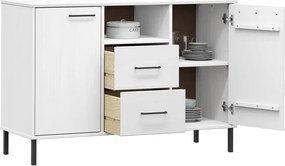 vidaXL Ντουλάπι OSLO Λευκό 113x40x77 εκ. Μασίφ Ξύλο με Μετ. Πόδια
