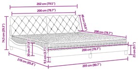 Κρεβάτι με Στρώμα Ανοιχτό Γκρι 200x200 εκ. Βελούδινο - Γκρι