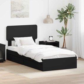 vidaXL Κρεβάτι Αποθήκης Μαύρο 100 x 200 cm Επεξεργασμένο Ξύλο