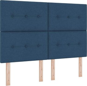 vidaXL LED Κρεβάτι με βάθρο με κεφαλάρι Μπλε 140 x 200 cm ύφασμα
