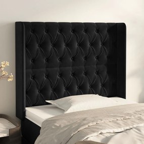 Κεφαλάρι με Πτερύγια Μαύρο 103x16x118/128 εκ. Βελούδινο - Μαύρο