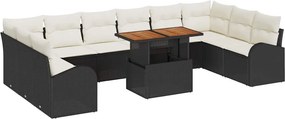 vidaXL Σετ Καναπέ Κήπου με αποθήκευση 11 pcs Μαύρο Πολυ ράταν