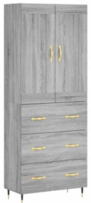 vidaXL Ντουλάπι Γκρι Sonoma 69,5 x 34 x 180 εκ. Επεξεργασμένο Ξύλο