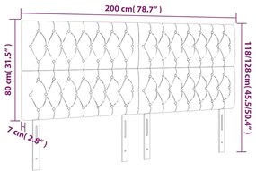 vidaXL Κεφαλάρι Κρεβατιού LED Ανοιχτό Γκρι 200x7x118/128εκ. Υφασμάτινο
