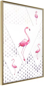 Αφίσα - Flamingos and Triangles - 20x30 - Χρυσό - Χωρίς πασπαρτού