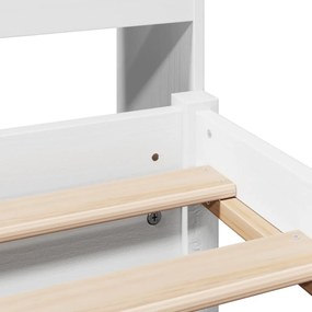 Κρεβάτι Βιβλιοθήκη Χωρίς Στρώμα 150x200 εκ Μασίφ Ξύλο Πεύκου - Λευκό
