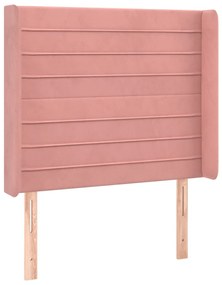 vidaXL Κρεβάτι Boxspring με Στρώμα &amp; LED Ροζ 90x200 εκ. Βελούδινο