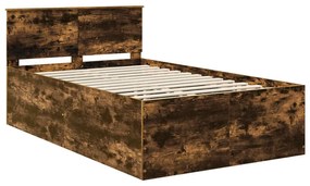 vidaXL Σκελετός Κρεβατιού με κεφαλάρι Καπνιστό Δρύς 135 x 190 cm