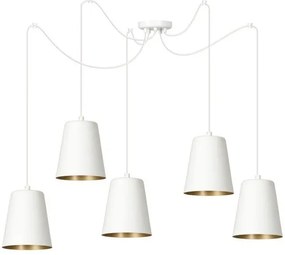 Κρεμαστό Φωτιστικό Οροφής 5xE27 Ατσάλι LINK Made in Poland Emibig-456/5-Λευκό-Χρυσό 456/5