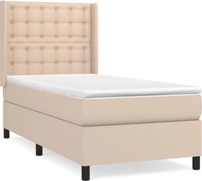 vidaXL Κρεβάτι Boxspring με Στρώμα Καπουτσίνο 90x200εκ.από Συνθ. Δέρμα