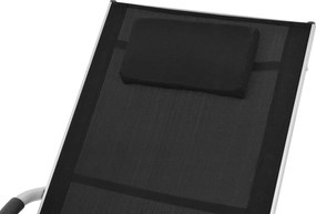 vidaXL Ξαπλώστρα Μαύρη από Αλουμίνιο / Textilene με Μαξιλάρι