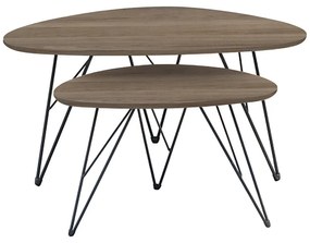 Τραπέζι Σαλονιού NANCY Καρυδί Μέταλλο/MDF/3D Paper 90x60x45.5/60x40x38cm