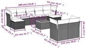 vidaXL Σετ Καναπέ Κήπου 10 τεμ. Μπεζ Συνθετικό Ρατάν με Μαξιλάρια