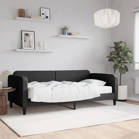 Καναπές Κρεβάτι με Στρώμα Μαύρο 90 x 190 εκ. Υφασμάτινο - Μαύρο