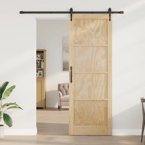 vidaXL Συρόμενη Πόρτα με Σετ Εξαρτημάτων 83x232 εκ Συμπαγές Ξύλο Πεύκου