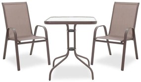 Dining table Watson-Calan set of 3 metal-textilene brown 60x60x70cm