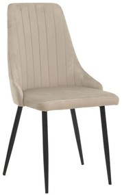 Chair Azori velvet beige-grey black metal leg 49x55x85cm 49x55x85 εκ.