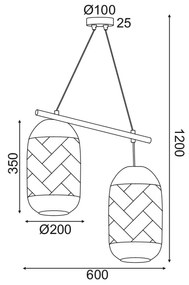 ΚΡΕΜΑΣΤΟ ΦΩΤΙΣΤΙΚΟ 2ΧΕ27 RATTAN+ΞΥΛΟ 60X20XH120CM COCONUT - Ξύλο - OD762P60RW