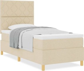 vidaXL Κρεβάτι με ελατήρια με στρώμα Κρεμ 100 x 200 cm ύφασμα