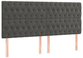 Κρεβάτι Boxspring με Στρώμα Σκούρο Γκρι 200x200 εκ. Βελούδινο - Γκρι