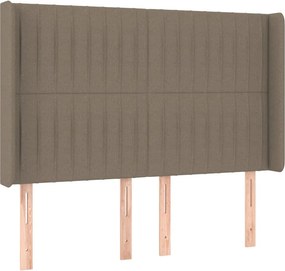 vidaXL Κρεβάτι Boxspring με Στρώμα &amp; LED Taupe 140x190 εκ. Υφασμάτινο