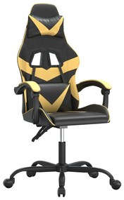 vidaXL Καρέκλα Gaming Περιστρεφόμενη Μαύρη/Χρυσή από Συνθετικό Δέρμα