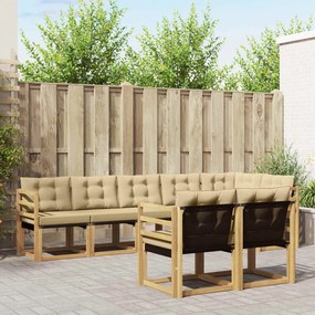 vidaXL Σειρά Καναπέ Εξωτερικού με μαξιλάρι 8 pcs Λευκό και Μπεζ