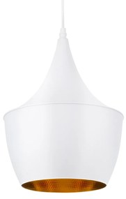 SHANGHAI WHITE 01026-A Μοντέρνο Κρεμαστό Φωτιστικό Οροφής Μονόφωτο 1 x E27 Λευκό Μεταλλικό Καμπάνα Φ25 x Υ30cm