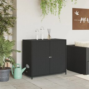 Ντουλάπι Αποθήκευσης Κήπου Μαύρο 83x45x76 εκ. Συνθετικό Ρατάν 365543