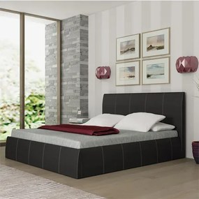 Κρεβάτι Διπλό με αποθηκευτικό χώρο Perla, μαύρο 160x200cm με στρώμα - GRA781