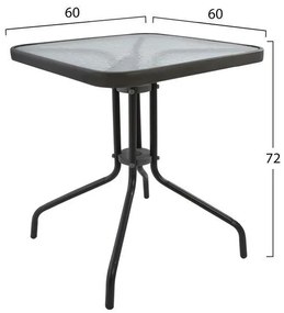Σετ Κήπου Τραπεζαρία HM5179.01 3τεμ Γκρί Μεταλλικό με Τραπέζι 60x60x72 εκ. &amp; 2 Καρέκλες